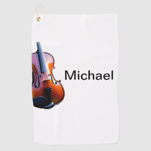 Add you name text brown violin music lover throw p golf towel
