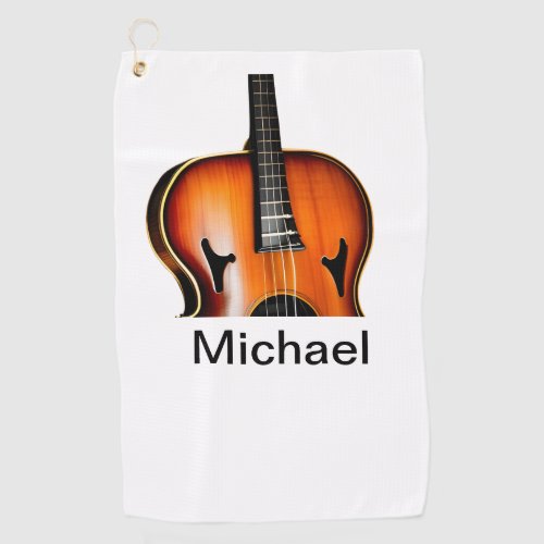 Add you name text brown violin music lover throw p golf towel