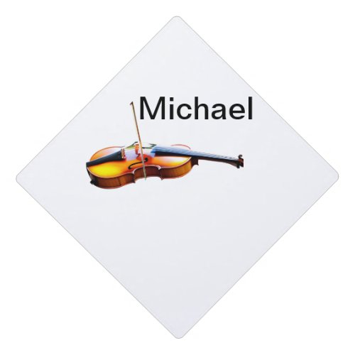 Add you name text brown violin music lover throw p graduation cap topper