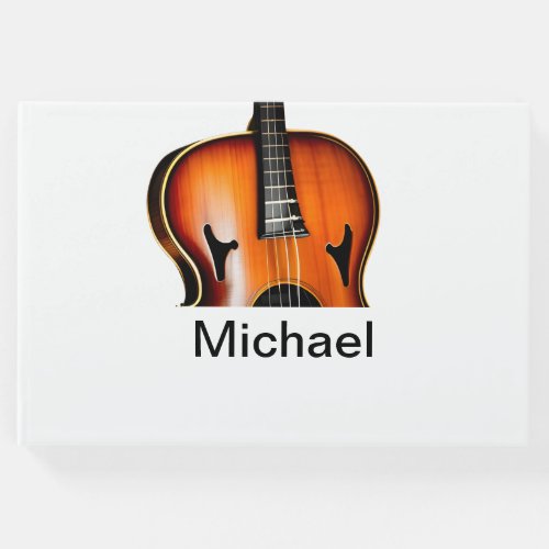 Add you name text brown violin music lover throw p guest book