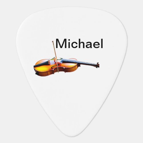 Add you name text brown violin music lover throw p guitar pick