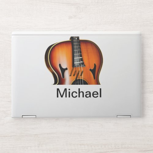 Add you name text brown violin music lover throw p HP laptop skin