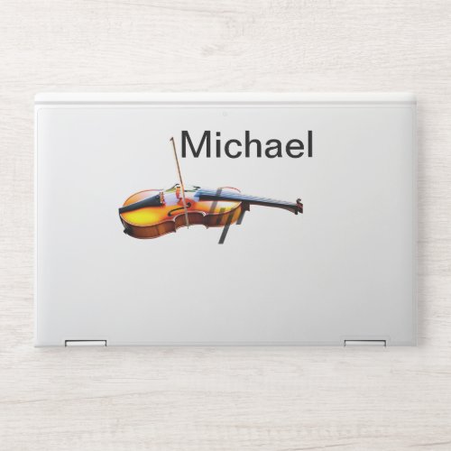 Add you name text brown violin music lover throw p HP laptop skin