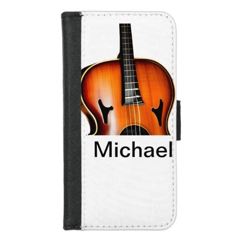 Add you name text brown violin music lover throw p iPhone 87 wallet case
