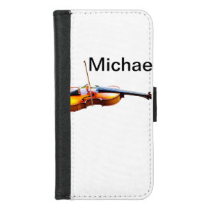 Add you name text brown violin music lover throw p iPhone 8/7 wallet case