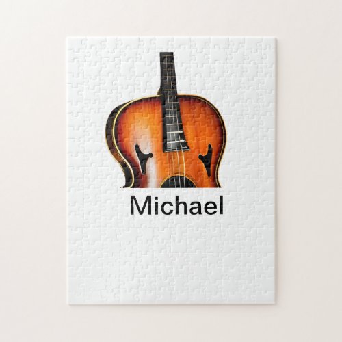 Add you name text brown violin music lover throw p jigsaw puzzle