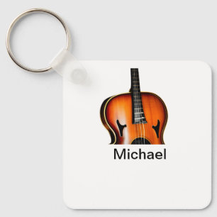 Add you name text brown violin music lover throw p keychain