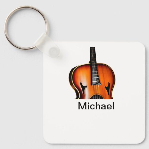 Add you name text brown violin music lover throw p keychain