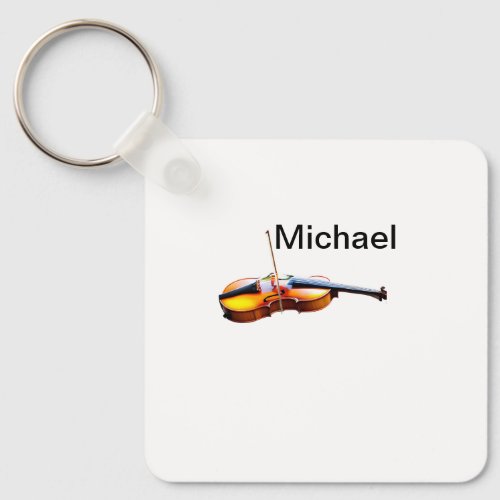 Add you name text brown violin music lover throw p keychain