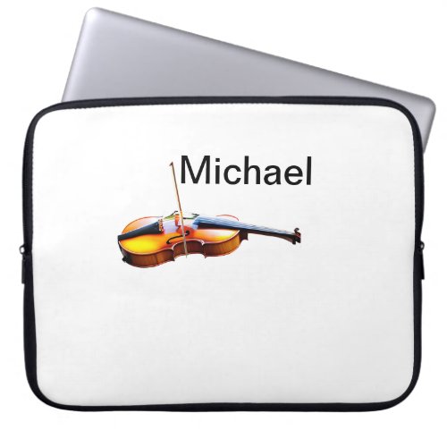 Add you name text brown violin music lover throw p laptop sleeve