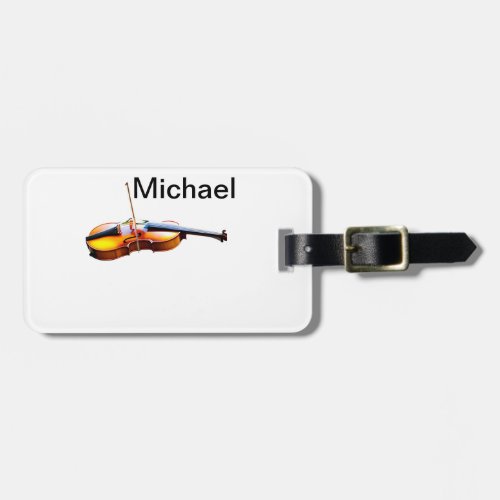 Add you name text brown violin music lover throw p luggage tag