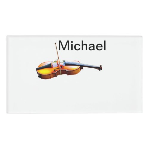 Add you name text brown violin music lover throw p name tag