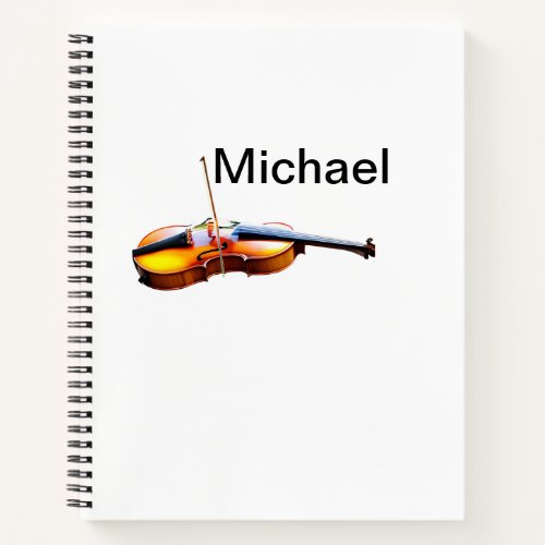 Add you name text brown violin music lover throw p notebook