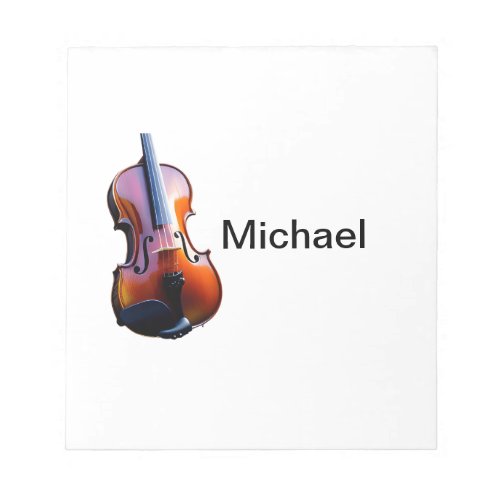 Add you name text brown violin music lover throw p notepad