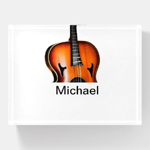 Add you name text brown violin music lover throw p paperweight