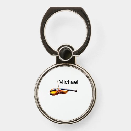 Add you name text brown violin music lover throw p phone ring stand