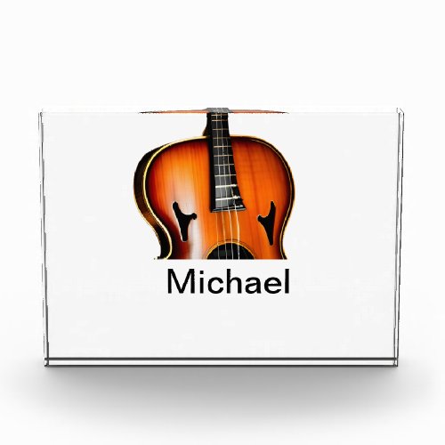 Add you name text brown violin music lover throw p photo block