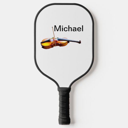 Add you name text brown violin music lover throw p pickleball paddle