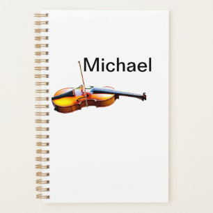 Add you name text brown violin music lover throw p planner