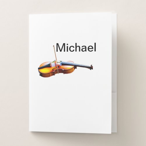 Add you name text brown violin music lover throw p pocket folder