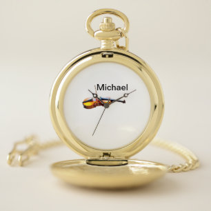 Add you name text brown violin music lover throw p pocket watch
