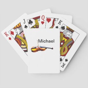 Add you name text brown violin music lover throw p poker cards