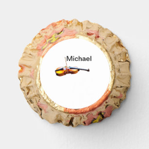 Add you name text brown violin music lover throw p reese's peanut butter cups
