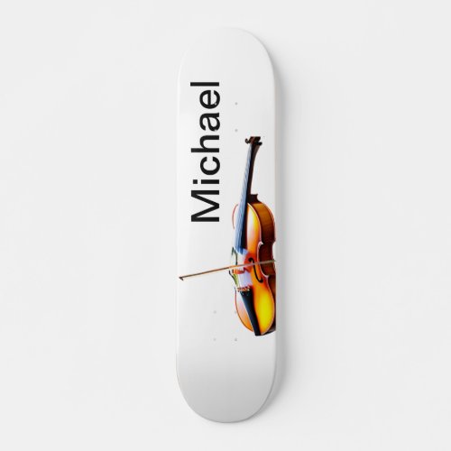 Add you name text brown violin music lover throw p skateboard
