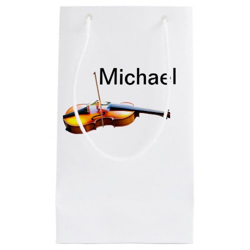 Add you name text brown violin music lover throw p small gift bag