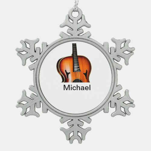 Add you name text brown violin music lover throw p snowflake pewter christmas ornament