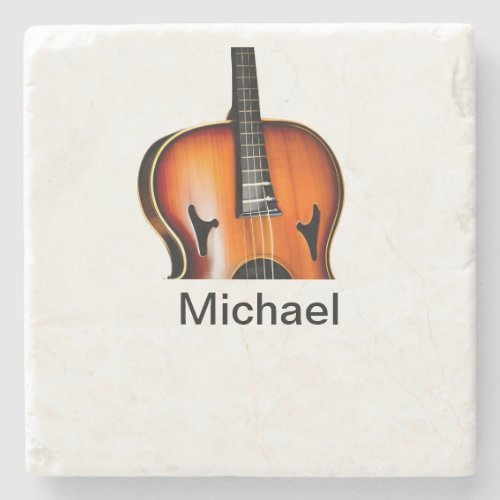 Add you name text brown violin music lover throw p stone coaster