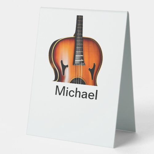 Add you name text brown violin music lover throw p table tent sign