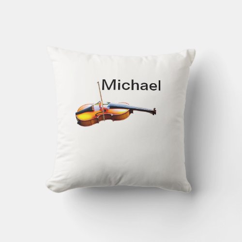 Add you name text brown violin music lover throw p throw pillow