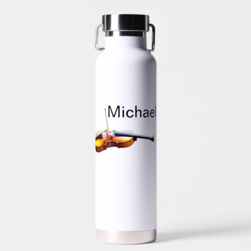 Add you name text brown violin music lover throw p water bottle