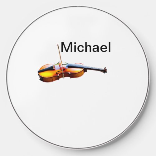 Add you name text brown violin music lover throw p wireless charger 