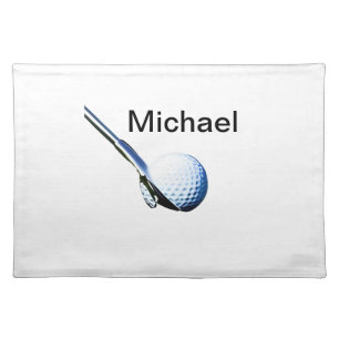 Add you name text golf ball club sports equipment cloth placemat
