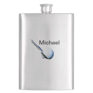 Add you name text golf ball club sports equipment  flask