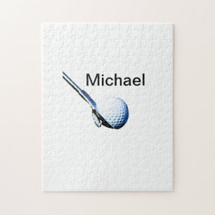 Add you name text golf ball club sports equipment jigsaw puzzle