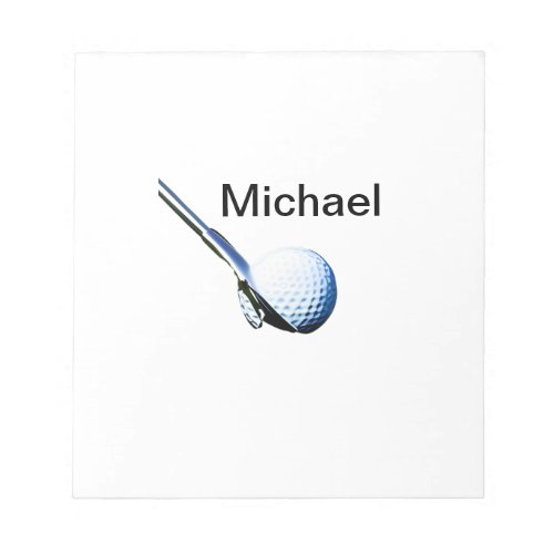 Add you name text golf ball club sports equipment  notepad