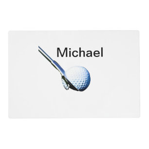 Add you name text golf ball club sports equipment placemat