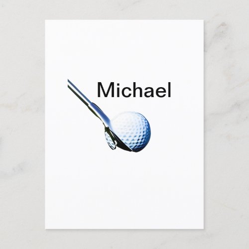 Add you name text golf ball club sports equipment  postcard