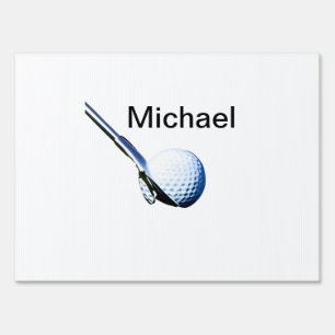 Add you name text golf ball club sports equipment sign