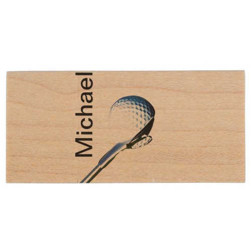 Add you name text golf ball club sports equipment  wood flash drive