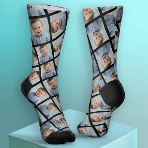 Add Your 1 Photo to Make a Pattern - Black Socks