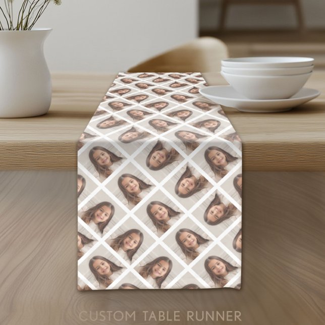 Add Your 1 Photo to Make a Pattern - White Short Table Runner (Custom Photo Table Runner)
