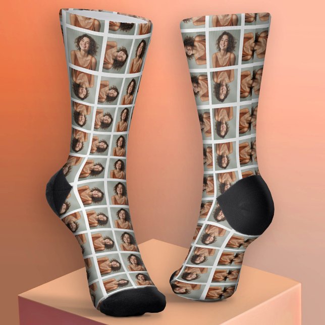 Add Your 1 Photo to Make a Pattern - White Socks (Custom Photo Socks)