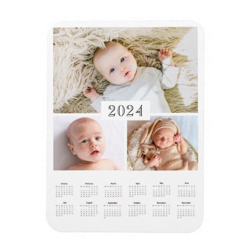 Add Your 3 Photo 2024 Custom Photo Calendar Magnet