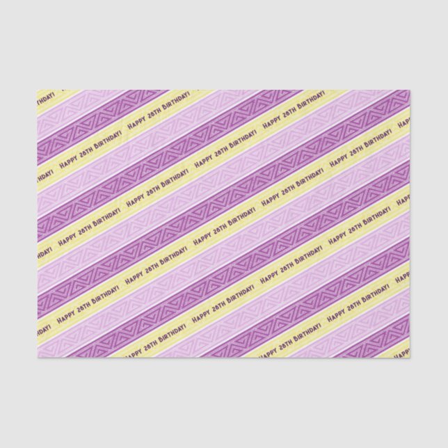 Add Your Age Happy Birthday Celtic Stripe Purple Tissue Paper (Front)