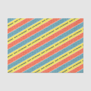 Add Your Age Happy Birthday Celtic Stripe Red Blue Tissue Paper