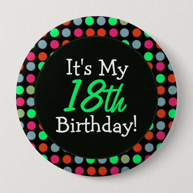 Add Your Age, It's My Birthday, Polka Dots Button (Front)